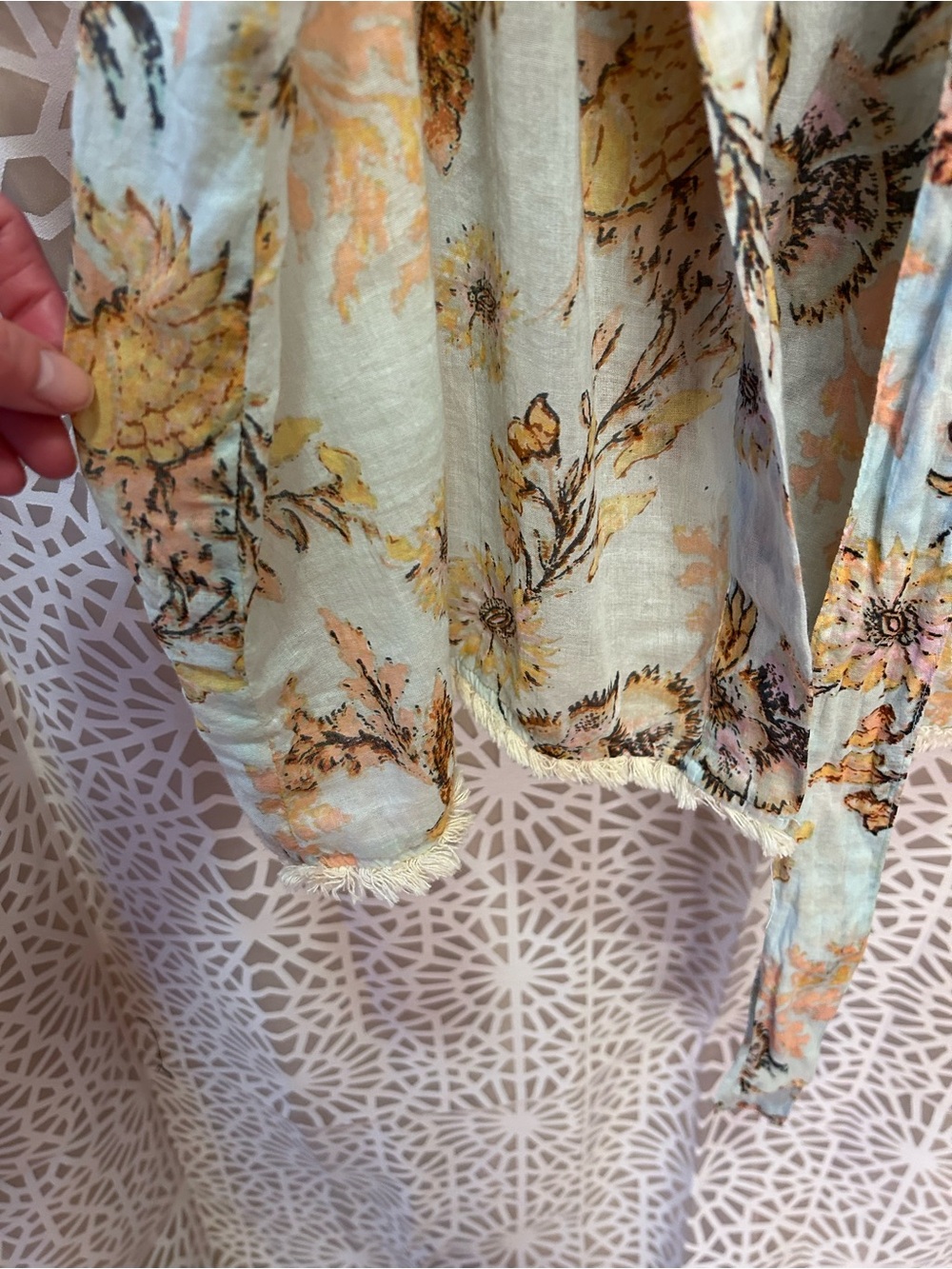 World Market Pale Blue Pastel Floral 100% Cotton Robe - Picture 6 of 10